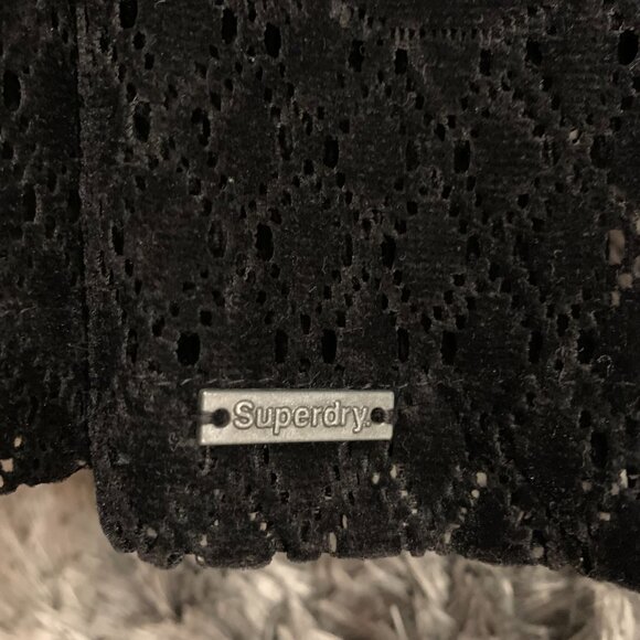 Superdry 54 Women SZ. Medium Black Front Zip Mesh Lined Sleeveless Mini Dress - Picture 3 of 5